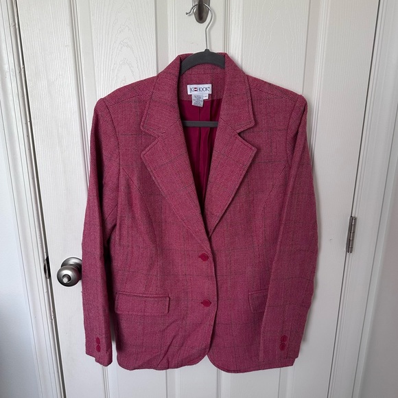 J.G. Hook - Vintage Red & Black Window Pane Blazer - Picture 2 of 5